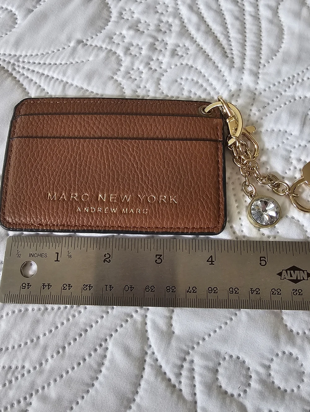 Marc New York Andrew Marc Pebbled Card Case Wallet Brown Size 2.5x4